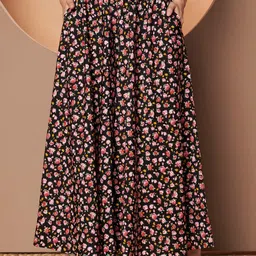 ZWERLON Women Floral Printed Relaxed Flared Wrinkle Free Pleated Trousers image 3