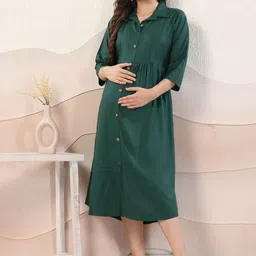 EASY MOM Maternity Shirt Midi Dress-image-75