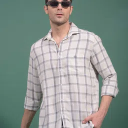 Crimsoune Club Men Classic Fit Tartan Checked Spread Collar Cotton Casual Shirt-image-69