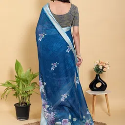 DAATAR Floral Printed Fusion Saree WITH Blouse Piece image 2