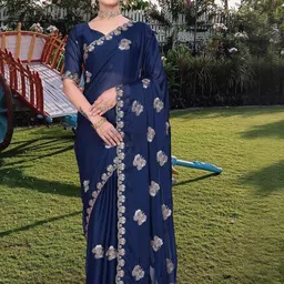 K 5 Fashion Floral Embroidered Pure Georgette Saree-image-50