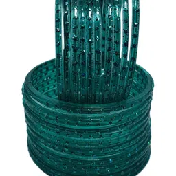 Qufrozy Set Of 24 Turquoise Blue Glass Artificial Stones & Beads Bangle image 2