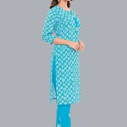 Simmu Geometric Printed Notch Neck Pure Cotton Kurta With Trousers & Dupatta image 5