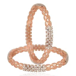 RATNAVALI JEWELS Set Of 2 Rose Gold-Plated American Diamond-Studded Bangles image 2