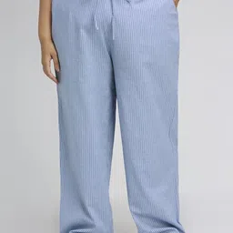 Sizeupp Striped Pure Cotton Plus Size Mid Rise Trousers-picture-15