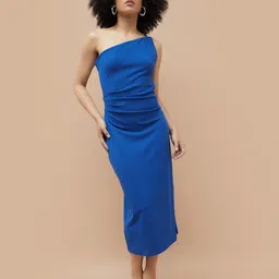 Ginger by Lifestyle Women Solid Sleeveless One-Shoulder Midi Sheath Dress-image-85