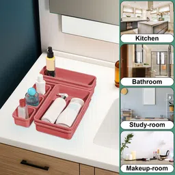 Kuber Industries Pink 8 Pieces Interlocking Desk Organisers image 4