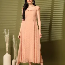 aayu Women Fit and Flare Pink Maxi/Full Length Dress-picture-26