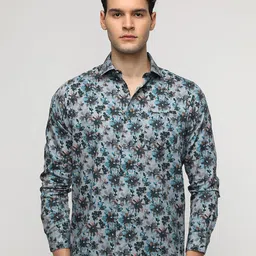 Crocodile Men Comfort Spread Collar Floral Printed Cotton Casual Shirt-picture-40