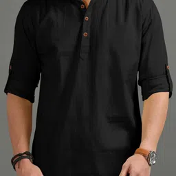 BHUVIKOO Mandarin Collar Roll-Up Sleeves Straight Kurta-picture-27