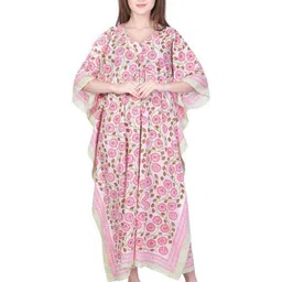 Fabric Venue Women Floral Printed Cotton Kaftan Maxi Dress-picture-18