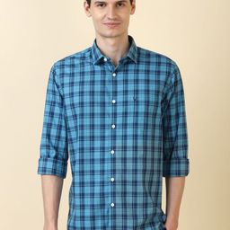 Allen Solly Men Checked Spread Collar Pure Cotton Formal Shirt-picture-25