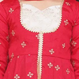 KID1 Girls Ethnic Motifs Embroidered A-Line Kurti with Sharara & Dupatta image 3