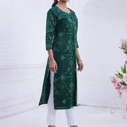 Jevi Prints Geometric Printed Notch Neck Pure Cotton Straight Kurta image 3