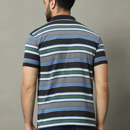 GET GOLF Men Striped Polo Collar Cotton T-shirt image 4