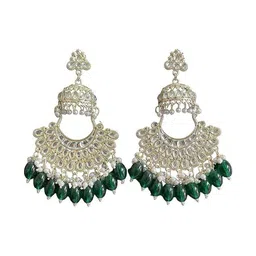 TESSARA Gold-Plated Kundan Studded And Beaded Crescent Shaped Chandbalis-picture-26