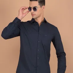Crimsoune Club Men Smart Spread Collar Solid Cotton Casual Shirt-picture-35