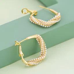 Kushal's Fashion Jewellery Gold-Plated Zircon Studded Party Spherical Hoop Earrings-picture-21