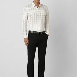 Van Heusen Men Spread Collar Grid Tattersall Checked Cotton Slim Fit Formal Shirt image 2