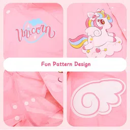 Bold N Elegant Kids 3D Pink Unicorn Raincoat image 3