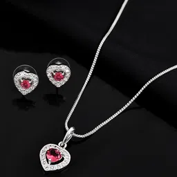 VOJ Women Sliver Plated Stone Studded Jewellery Set-image-24