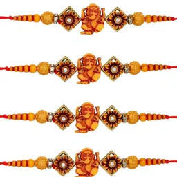 ADIVA Set Of 4 Beaded Rakhis With Roli Chawal & Greetings Card image 4