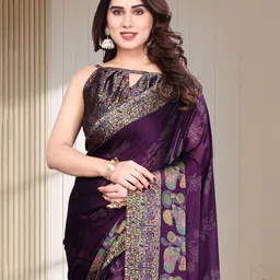 MAGNEITTA Floral Printed Pure Chiffon Saree image 2