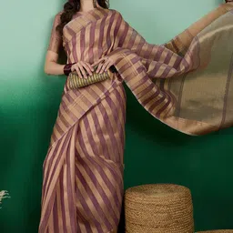 Leeza Store Striped Zari Organza Kota Saree-picture-14