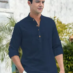 Yugnik Mandarin Collar Roll-Up Sleeves Short Kurta-picture-13