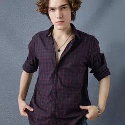 VOLTEDGE Men Classic Fit Spread Collar Tartan Checked Cotton Casual Shirt-picture-38