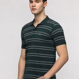 Crocodile Men Striped Polo Collar Cotton Slim Fit T-Shirt image 3
