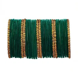 Only Offers Set Of 10 Green Glass Artificial Stones Bangle-picture-36