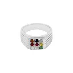 Navkar Crafts Alloy Silver Navratna Ring image 2