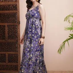 Vishudh Floral Print Fit & Flare Maxi Dress image 4
