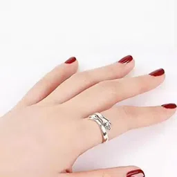 J.S ENTERPRISES Unisex Silver-Toned Stainless Steel Hand Motif Finger Ring-picture-26