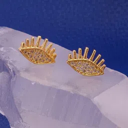 EL JOYERO Gold Plated Cubic Zirconia Studded Contemporary Studs-image-38