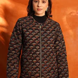 JAYPORE Women Geometric Crop Tailored Jacket with Embroidered image 1