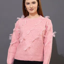 all about you Self Design Long Sleeves Woollen Pullover Sweater-image-84