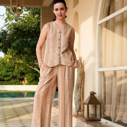 SANSKRUTIHOMES Striped V Neck Shirt With Trouser Co-Ords-image-14