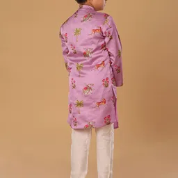 The Mini Trunk Boys Floral Printed Mandarin Collar Straight Kurta With Trouser image 4