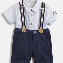 Chicco Boys Striped Shirt Collar Shirt With Shorts And Suspenders-picture-2