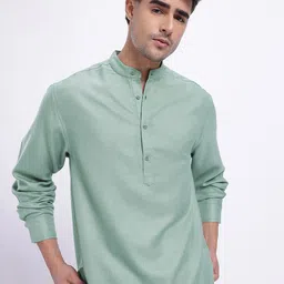 glitchez Band Collar Half-Placket Relaxed Fit Shirt-picture-12
