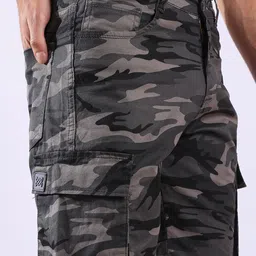 Hence Men Camouflage Printed Relaxed Fit Mid-Rise Cotton Cargo Shorts image 5