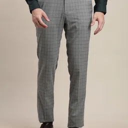 Turtle Men Checked Tailored Slim Fit Trousers-picture-10