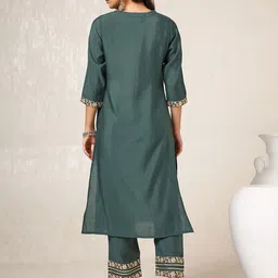 Soch Floral Embroidered Gotta Patti Straight Kurta with Trousers image 4