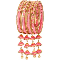 ZULKA Set Of 12 Stone-Studded & Beaded Latkan Bangles-picture-19