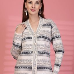Clora Creation Women Printed Woollen Cardigan-picture-6