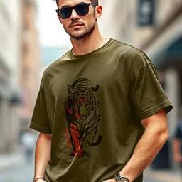 THE BEETEL HOUSE Printed Round Neck Oversized Cotton T-shirt image 5