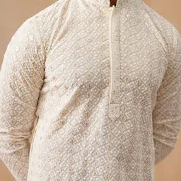 Jompers Men Embroidered Regular Chikankari Pure Cotton Kurta with Pyjamas image 3