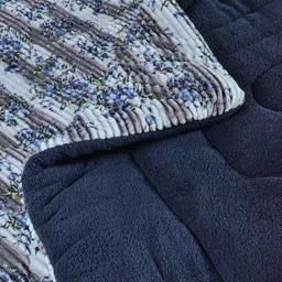 FABINALIV Grey & Blue Floral Woollen Heavy Winter Single Bed Quilt image 4